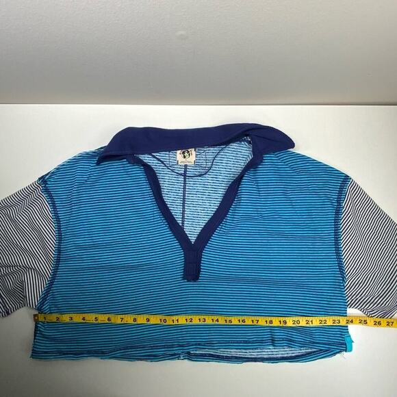 EUC | We the Free | Striped Oversized Crop Top | Blue | Small - Picture 11 of 16